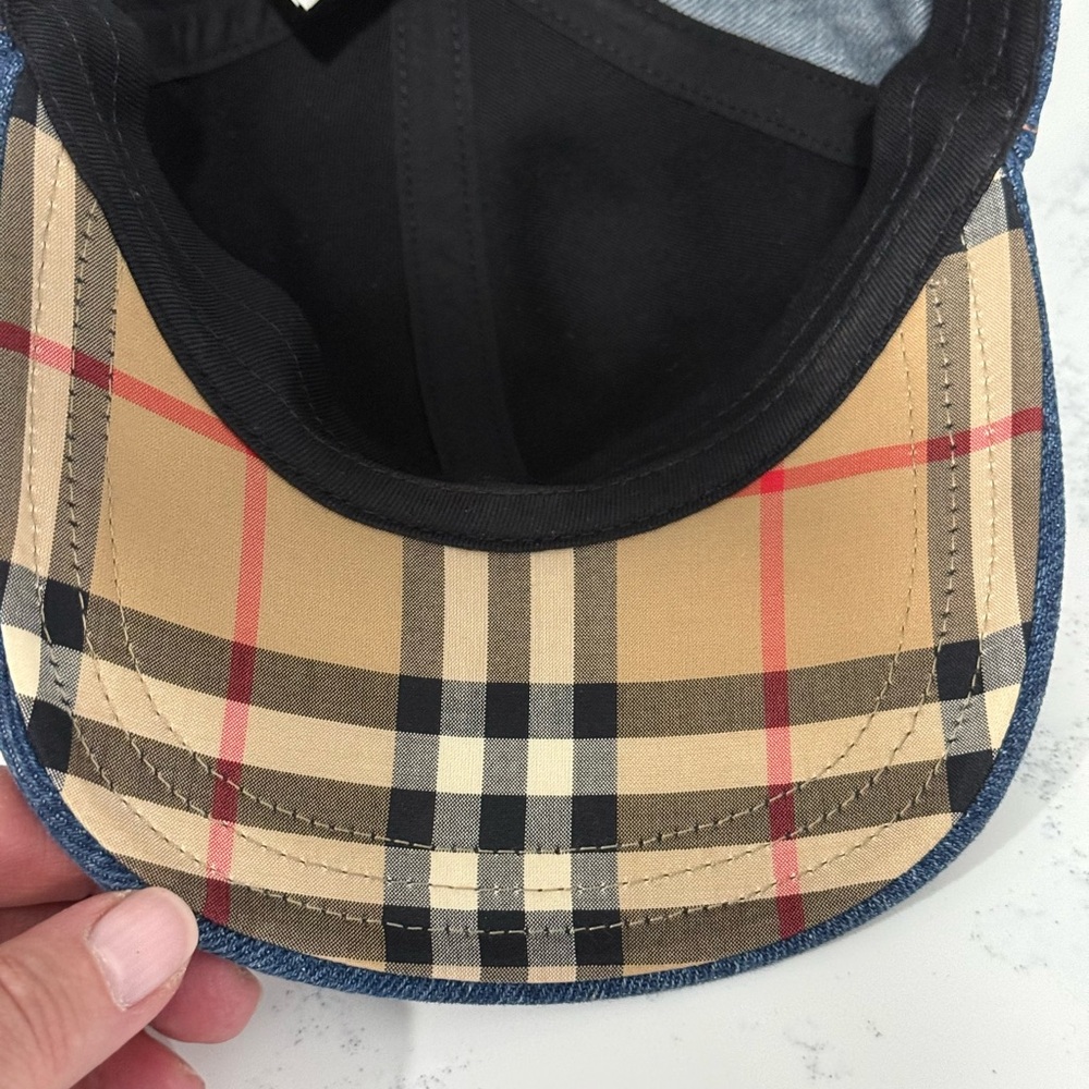 Burberry - NEW Logo-Embroidered Denim Baseball Cap - Blue Size M - Picture 8 of 11